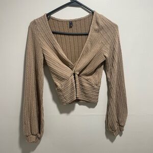 Elegant Tan V-Neck Women's Top